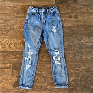 🖤3/$10 Rue21 Blue Skinny High Rise Ankle Jeans with Distressed Details